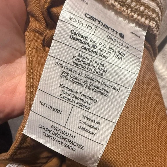 Carhartt Rugged Flex Canvas Work Pants Womens 12 brown Relaxed Carpenter BN5113 - Picture 10 of 12